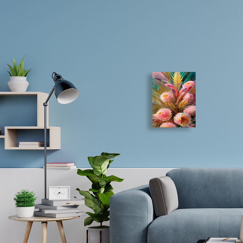 Dieses grandiose Kunstwerk auf einer Leinwand 30 cm x 40 cm belebt den Raum, in dem es hängt mindestens ebenso sehr, wie lebendig da stehende Pflanzen. Raumerfrischer des 3. Jahrtausends.