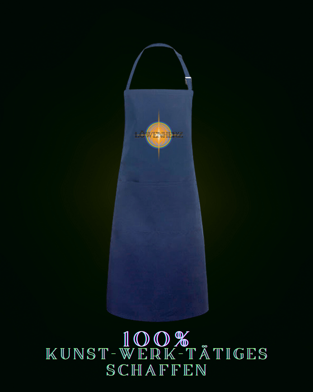Navy blau Latzschürze für die Werkstatt, Küchenschürze, Kunstschürze, Kochschürze für jeden Anlass mit Löwenherz Logo am Herzen