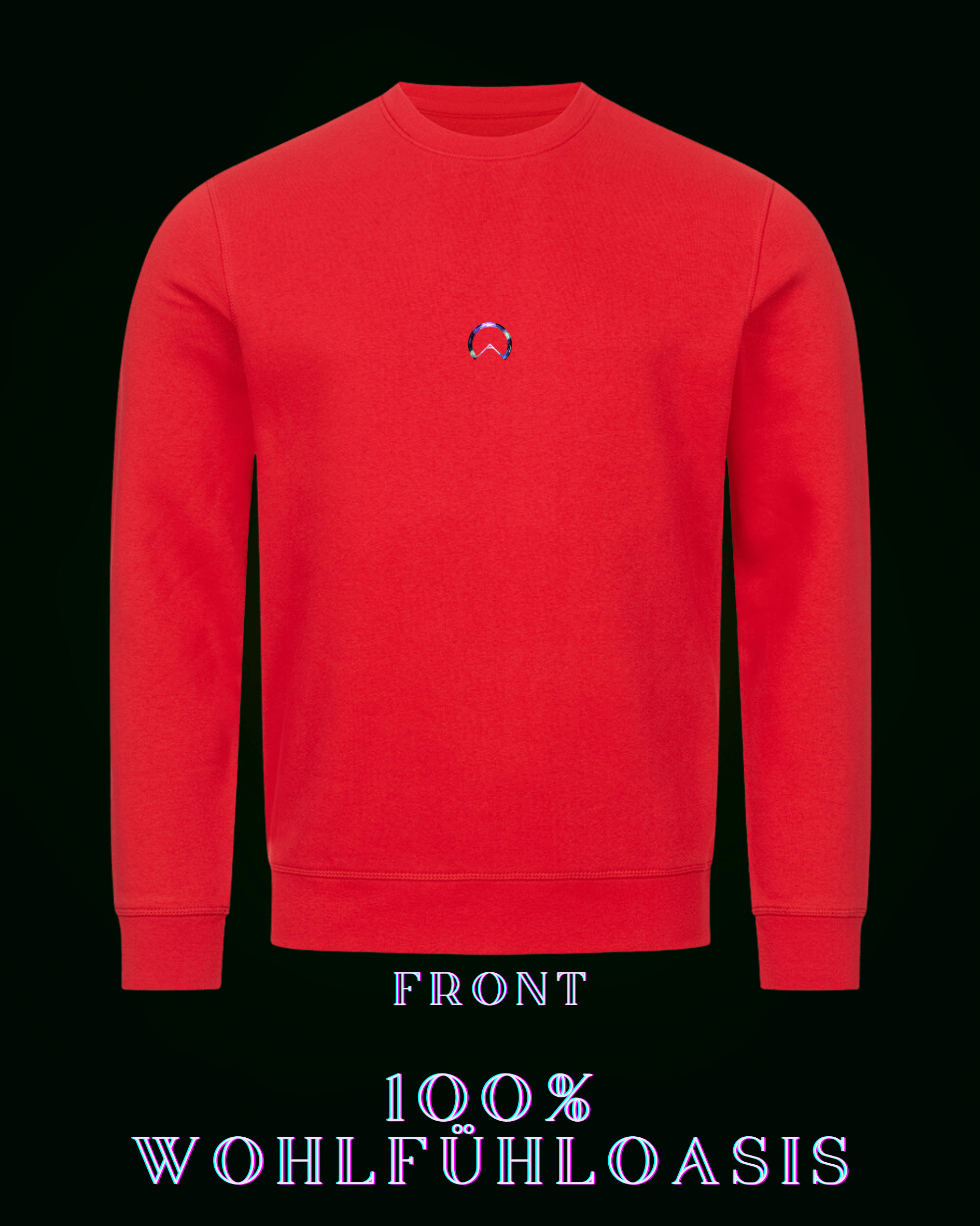 Roter Ökologischer Pullover aus 85 % Bio Baumwolle mit Kundalinidruck auf der Rückseite & dezentem ALPHA i OMEGA Logo am Herzen für eine nachhaltige Welt. #fashion #style #sweatshirt #pullover