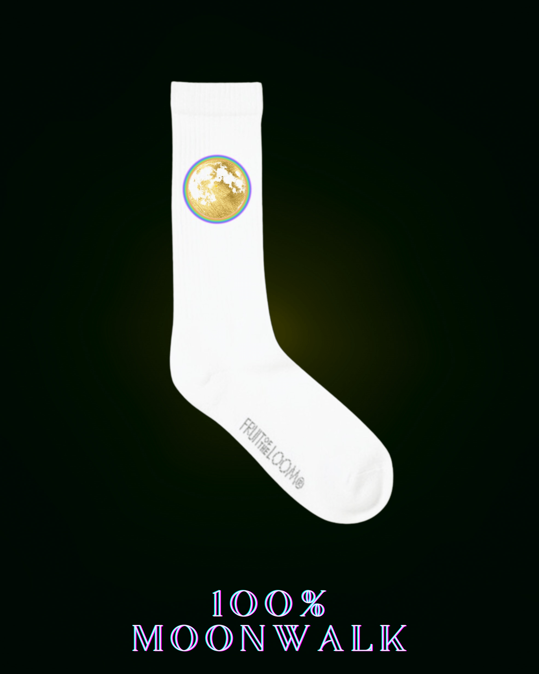 Schwarze Socken für Herren & Frauen aus 67% Baumwolle für jeden Anlasse | Sportsocken, Heimsocken mit einem goldenem Mond mit Regenbogenaura drum herum