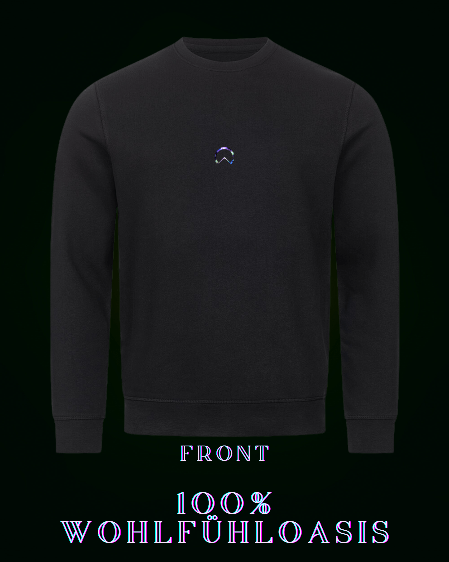 Schwarzer Ökologischer Pullover aus 85 % Bio Baumwolle mit Löwenherzlogo auf der Rückseite & dezentem ALPHA i OMEGA Logo am Herzen für eine nachhaltige Welt. #fashion #style #sweatshirt #pullover